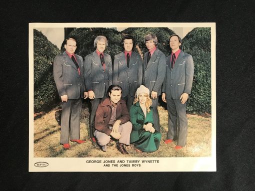 George Jones Tammy Wynette Autographed 70's Epic Press Jones Band Photo