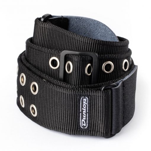NEW Dunlop BLACK GROMMET Heavy Metal Guitar Strap for Guitar Bass Mandolin Keytar D38-19BK Classic