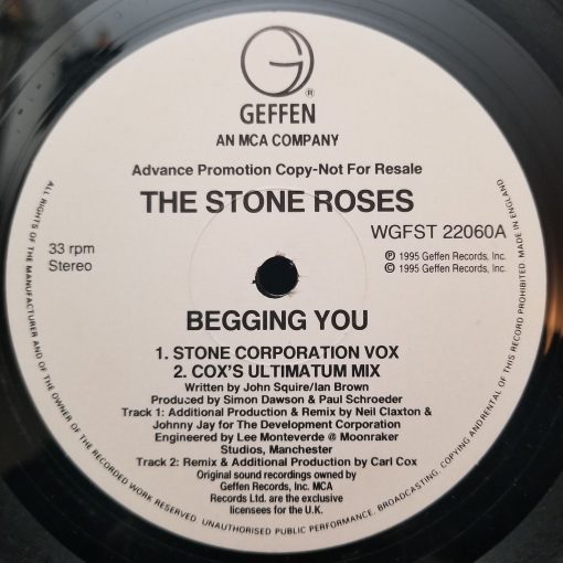 Stone Roses – Begging You LP NM 12” RARE 1995 PROMO Overworld Lakota Mixes