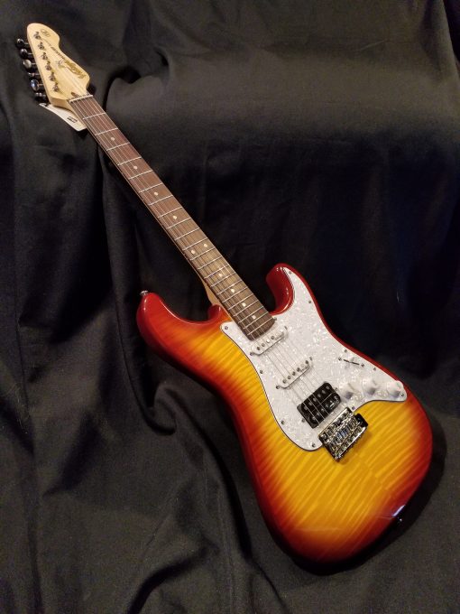 NEW Vintage Wilkinson Limited Edition SuperStrat HSS Flame Top V6HFTB Electric Guitar Tobacco Burst