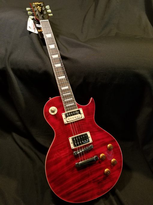 NEW Vintage Wilkinson Wine Red Flame Top LP Style Electric Guitar V100TWR 7 lbs All Mahogany