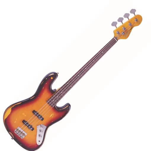 NEW Vintage V74MR Distressed JP Jaco Fretless Electric Bass - Luthier SETUP