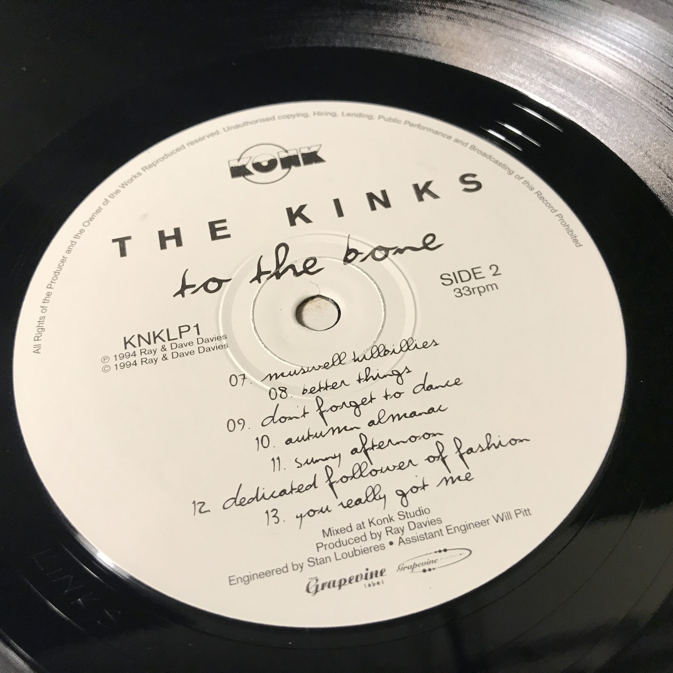 The Kinks - To The Bone LP NM / 1994 Konk Pressing / One of the Rarest Kinks Titles / Classic Rock - Image 3