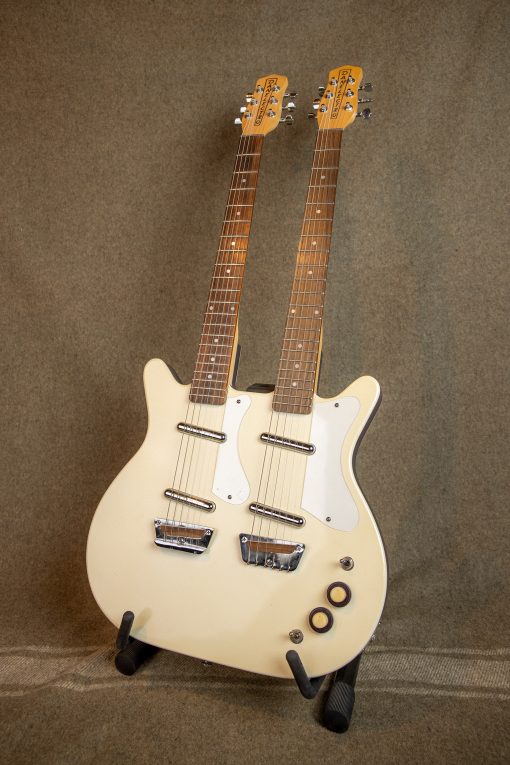 Rare 1990's Danelectro Dano Double Neck Electric Guitar in Creme Sparkle