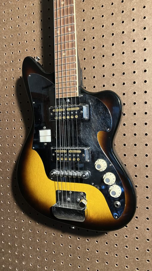 Ry Cooder style 1960's Teisco Del Ray Audition Electric Guitar Gold Foils OHSC!