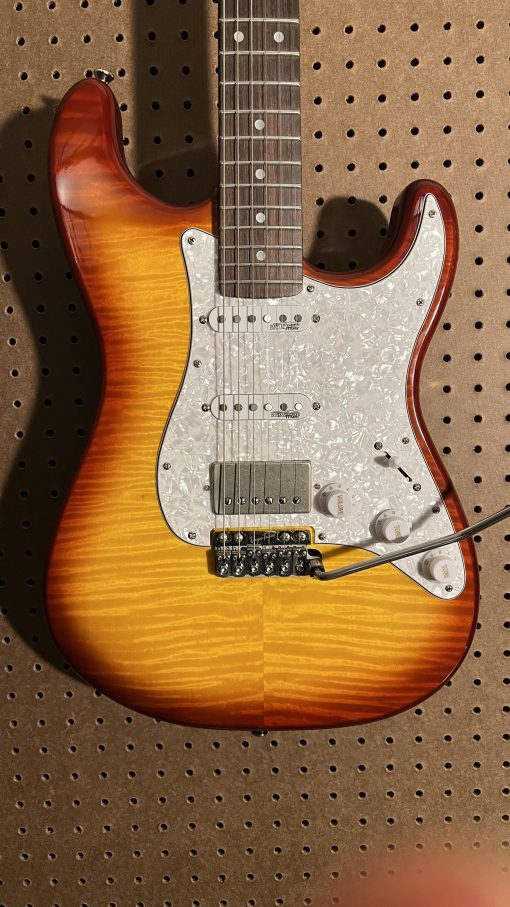 Vintage V6 HFTB Tobacco Flame Guitar - Vega Trem VT1 - Duane Allman OX