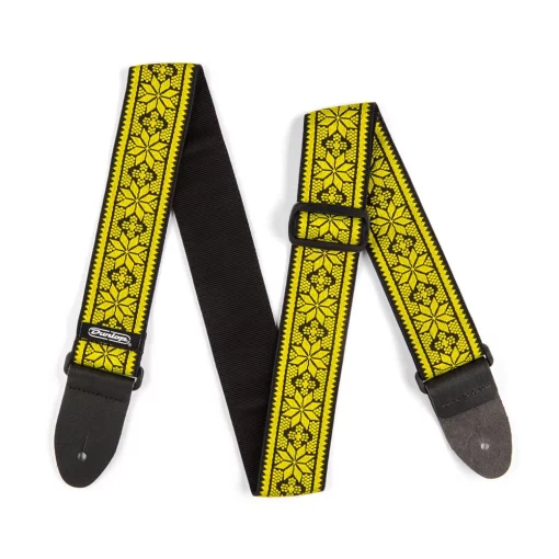 Dunlop D67-02YE Jacquard Guitar/Bass/Mandlolin Strap, Fillmore Yellow