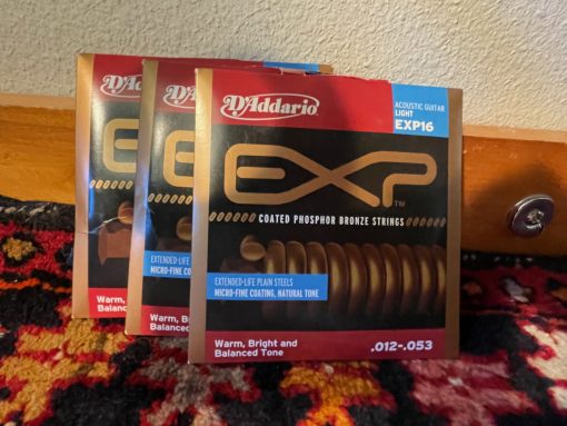 3 Sets = D'Addario EXP16 Acoustic Guitar Light Strings .12-.53 Coated Phosphor Bronze