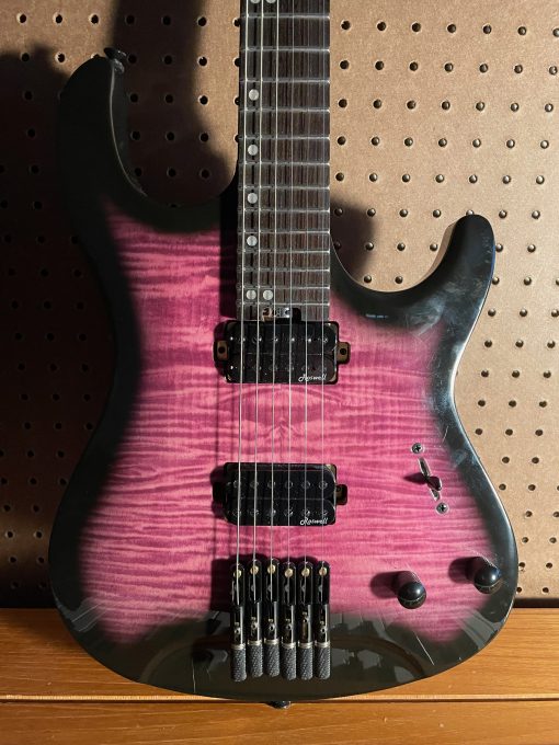 Harley Benton Dullahan-AT 24 PBB Headless Electric Guitar - Flame Purple Black Burst