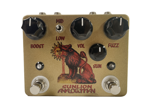 Analogman Sunlion - Sun Face Fuzz and Beano Boost in One Pedal - 4 Jacks - DC Power - 2SB175 Germanium