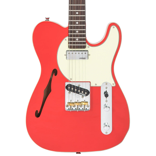 Vintage V72 Thinline Tele Electric Guitar w/ Luthier Setup Firenza Red