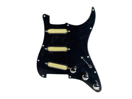 920D Custom Gold Foils Loaded Black Strat Pickguard - Ry Cooder Vibes