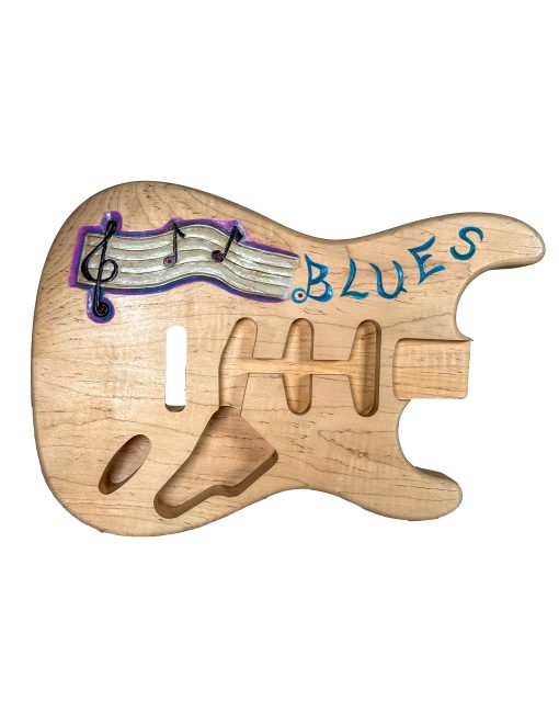Custom Hard Rock Maple Stratocaster Body - BLUES MUSIC GRAPHIC