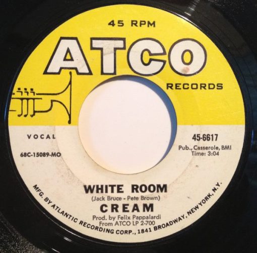 Cream (2) - White Room 7" NM or M- 1968 [Genre] V: NM/EX has original ATCO sleeve /    /  Ultrasonic Cleaned on Kirmuss for superior sonics.