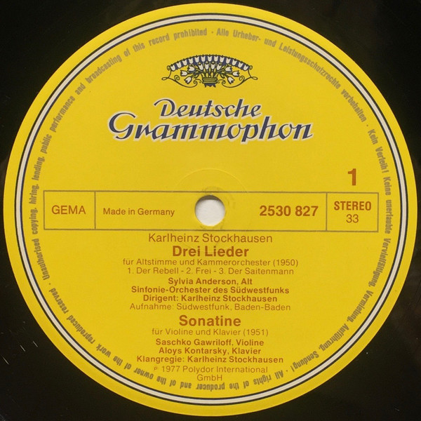 Stockhausen* - Drei Lieder • Sonatine • Spiel • Schlagtrio LP M NM or M- 1977 Deutsche Grammophon Classical Contemporary Vinyl: MINT and UNTOUCHED C: NM = Ultrasonic Cleaned on Kirmuss machine for superior audio and sonics! !!! This listing uses a stock photo. You will receive the exact pressing that the stock photo shows. We grade conservatively, and have been selling records/cd’s for over 25 years. Please inquire if you would like to see pictures of the actual item or have any questions. !!! - Image 3