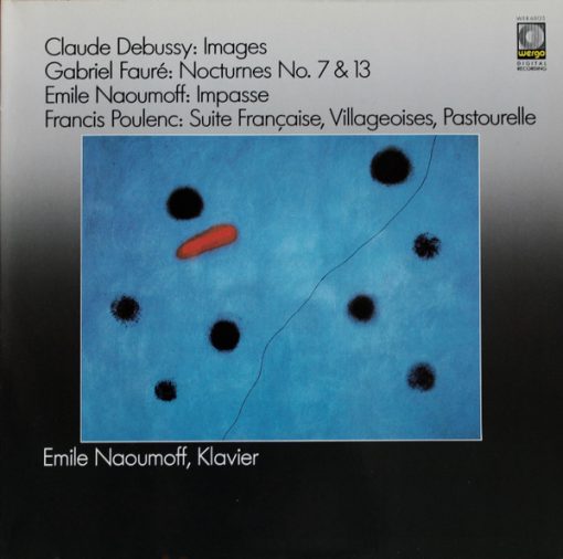 Claude Debussy, Gabriel Fauré, Emile Naoumoff, Francis Poulenc - Images, Nocturnes No. 7 & 13, Impasse, Suite Francaise, Villageoises,  LP NM or M- NM or M- 1985 WERGO Classical Modern V: Side 1- NM one tiny scuff Side 2 - MINT C: NM = DMM Audiophile Press / Ultrasonic Cleaned on Kirmuss machine for superior audio and sonics! !!! This listing uses a stock photo. You will receive the exact pressing that the stock photo shows. We grade conservatively, and have been selling records/cd’s for over 25 years. Please inquire if you would like to see pictures of the actual item or have any questions. !!!