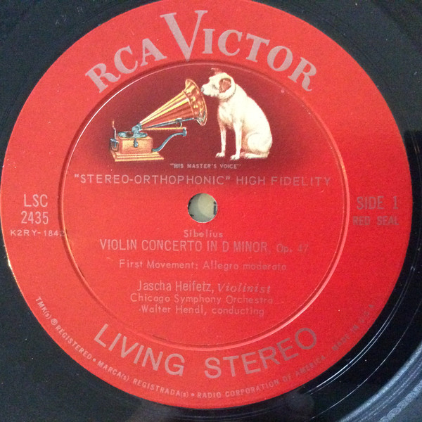 Heifetz*, Sibelius*, Chicago Symphony*, Walter Hendl - Violin Concerto  LP NM or M- NM or M- 1960 RCA Victor Red Seal,RCA Victor Red Seal Classical Romantic Vinyl: Side 1: NM Side 2: MINT / Front Cover: NM Back Cover: EX / Ultrasonic Cleaned on Kirmuss machine for superior audio and sonics! !!! This listing uses a stock photo. You will receive the exact pressing that the stock photo shows. We grade conservatively, and have been selling records/cd’s for over 25 years. Please inquire if you would like to see pictures of the actual item or have any questions. !!! - Image 3