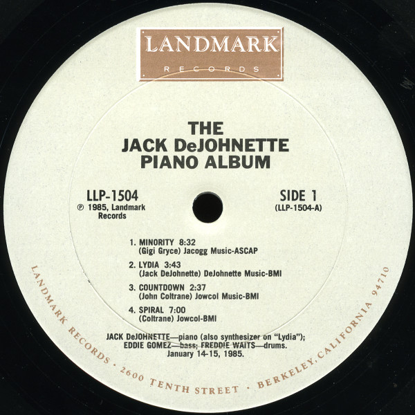Jack DeJohnette - The Jack DeJohnette Piano Album LP NM or M- NM or M- 1985 Landmark Records (3) Jazz Contemporary Jazz Vinyl: NM/M Cover: NM = Ultrasonic Cleaned on Kirmuss machine for superior audio and sonics! !!! This listing uses a stock photo. You will receive the exact pressing that the stock photo shows. We grade conservatively, and have been selling records/cd’s for over 25 years. Please inquire if you would like to see pictures of the actual item or have any questions. !!! - Image 3