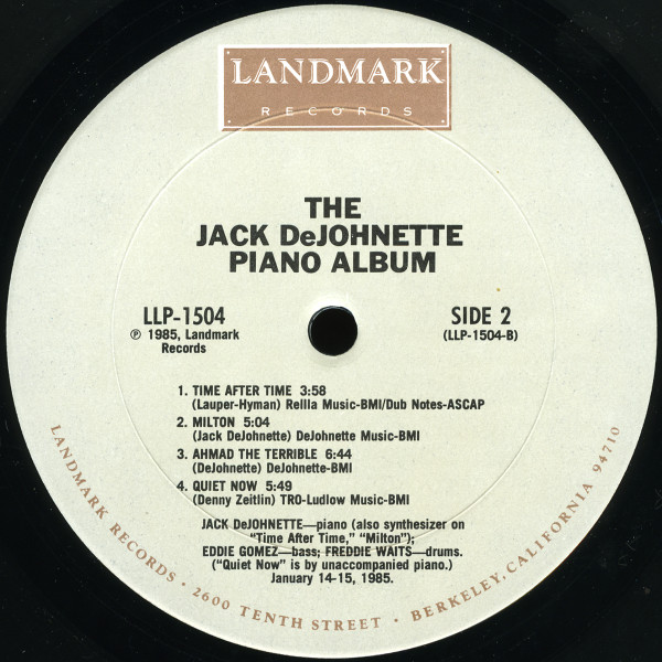 Jack DeJohnette - The Jack DeJohnette Piano Album LP NM or M- NM or M- 1985 Landmark Records (3) Jazz Contemporary Jazz Vinyl: NM/M Cover: NM = Ultrasonic Cleaned on Kirmuss machine for superior audio and sonics! !!! This listing uses a stock photo. You will receive the exact pressing that the stock photo shows. We grade conservatively, and have been selling records/cd’s for over 25 years. Please inquire if you would like to see pictures of the actual item or have any questions. !!! - Image 4