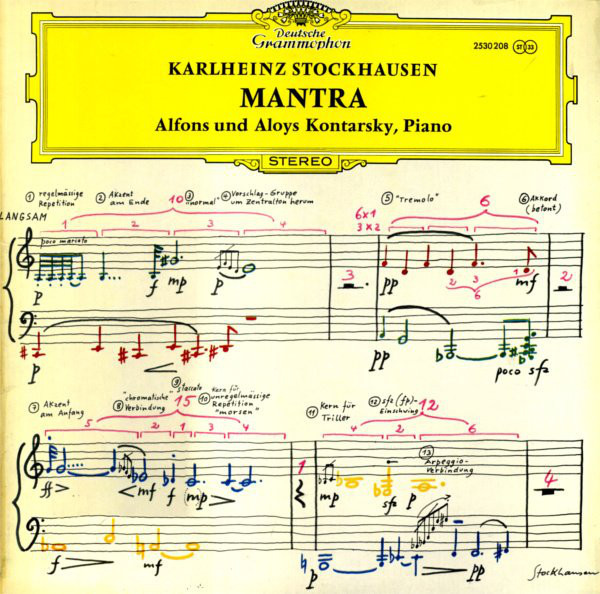 Karlheinz Stockhausen - Alfons und Aloys Kontarsky* - Mantra LP M NM or M- 1972 Deutsche Grammophon Electronic, Classical Contemporary, Experimental MINT UNPLAYED UNTOUCHED Vinyl / C: GF NM/M = Ultrasonic Cleaned on Kirmuss machine for superior audio and sonics! !!! This listing uses a stock photo. You will receive the exact pressing that the stock photo shows. We grade conservatively, and have been selling records/cd’s for over 25 years. Please inquire if you would like to see pictures of the actual item or have any questions. !!!