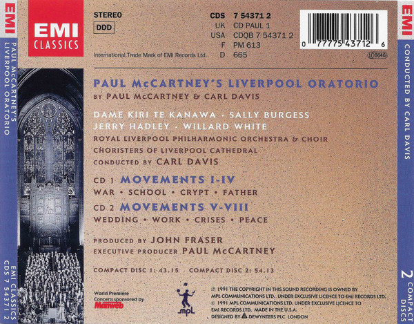 Paul McCartney, Carl Davis (5), Kiri Te Kanawa, Sally Burgess, Jerry Hadley, Willard White, Royal Liverpool Philharmonic Orchestra & Royal Liverpool Philharmonic Choir, Choristers of Liverpool Cathedral - Paul McCartney's Liverpool Oratorio-1