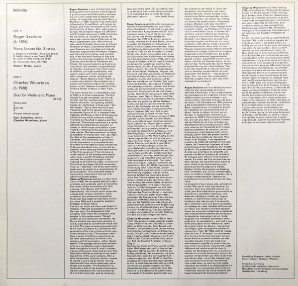 Roger Sessions - Robert Helps / Charles Wuorinen - Paul Zukofsky, Charles Wuorinen-1