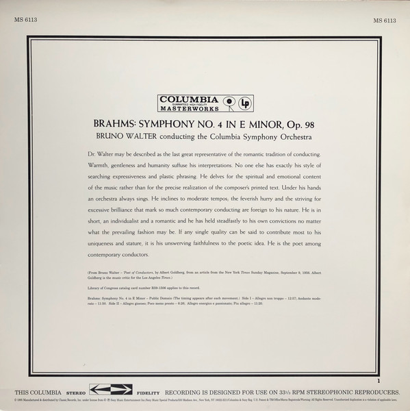 Johannes Brahms - Bruno Walter, Columbia Symphony Orchestra-1