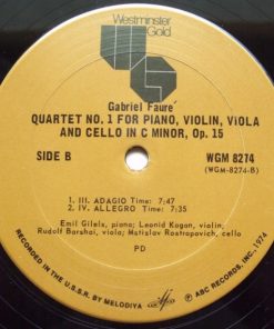 Gabriel Fauré - Quartet No. 1 For Piano, Violin, Viola And Cello In C Minor, Op. 15-2