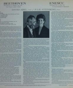Beethoven* / Enescu* - Julie Steinberg, David Abel - Sonata in G Major. Op 96 For Piano And Violin / Sonata No. 3 Op. 25 In Rumanian Folkstyle-1
