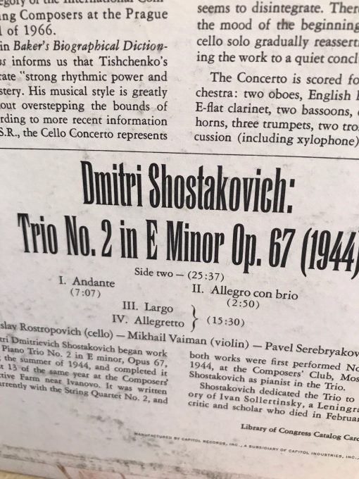 Rostropovich Tishchenko Concerto Shostakovich Trio 1963 LP NM Melodiya Angel SR-40091 - Image 7