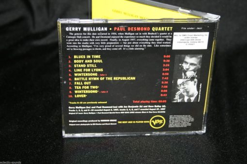 GERRY MULLIGAN PAUL DESMOND QUARTET CD NM/MINT 1954 Jazz Verve 1993 - Image 4