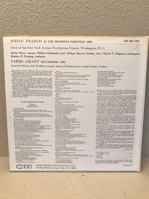 Johan Franco As The Prophets Foretold LP NM/M UNPLAYED CRI 222 Classical - Image 3