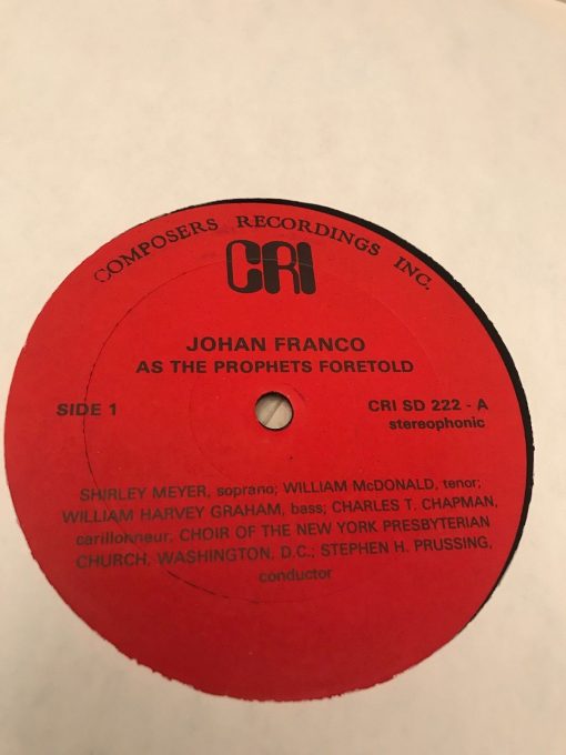 Johan Franco As The Prophets Foretold LP NM/M UNPLAYED CRI 222 Classical - Image 4