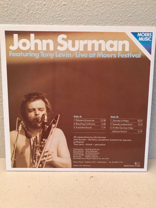John Surman Featuring Tony Levin Live at Moers Festival LP NM German Press Jazz - Image 3