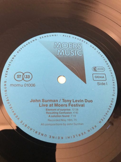John Surman Featuring Tony Levin Live at Moers Festival LP NM German Press Jazz - Image 5