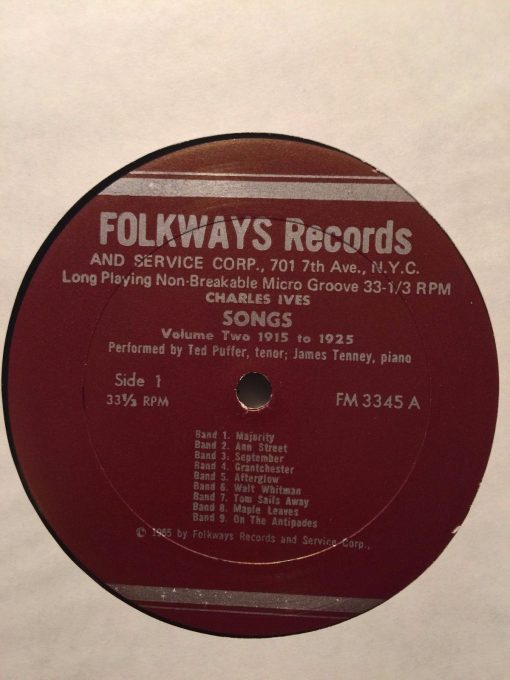 Charles Ives Songs LP NM Vol. 2 1915-1929 Folkways 1966 Puffer Tenney Corner - Image 7