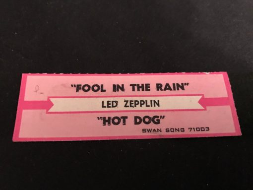 LED ZEPPELIN Fool In The Rain / Hot Dog ROCK Vintage JUKEBOX 45 STRIP 1979